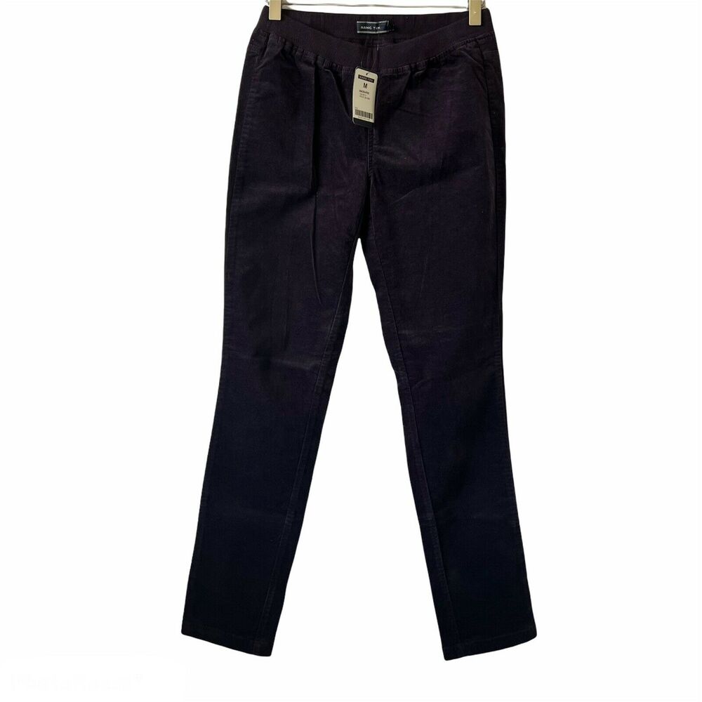 NWT Hang Ten Women's Elastic Waist Stretch Velour Pants w/ Pocket Studs - Sz M